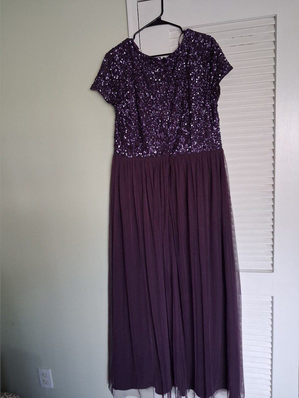 Adrianna Papell Purple Sequin Bodice Maxi Dress